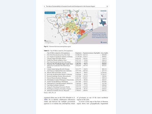 Houston-Galveston metropolitan region map and population table from the SDG report
