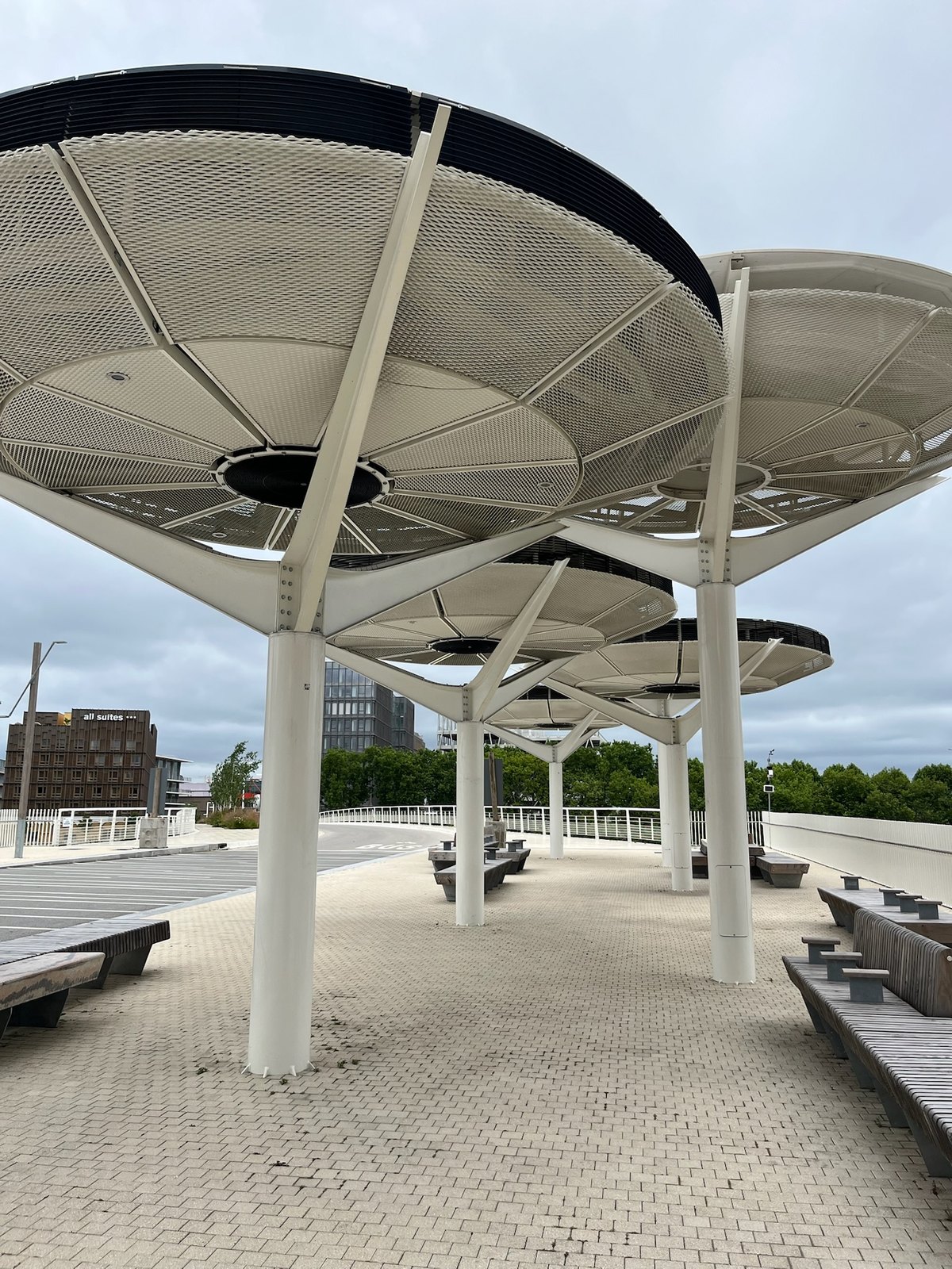 Paris Olympic venue shade structures and public space